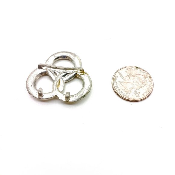 Vintage Triple Interlocking Circles Rhinestone Brooch Pin - Picture 2 of 2